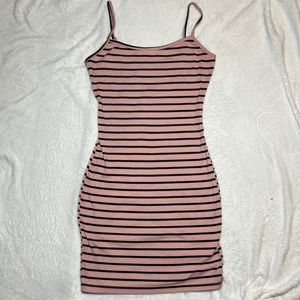 Black and pink striped summer dress